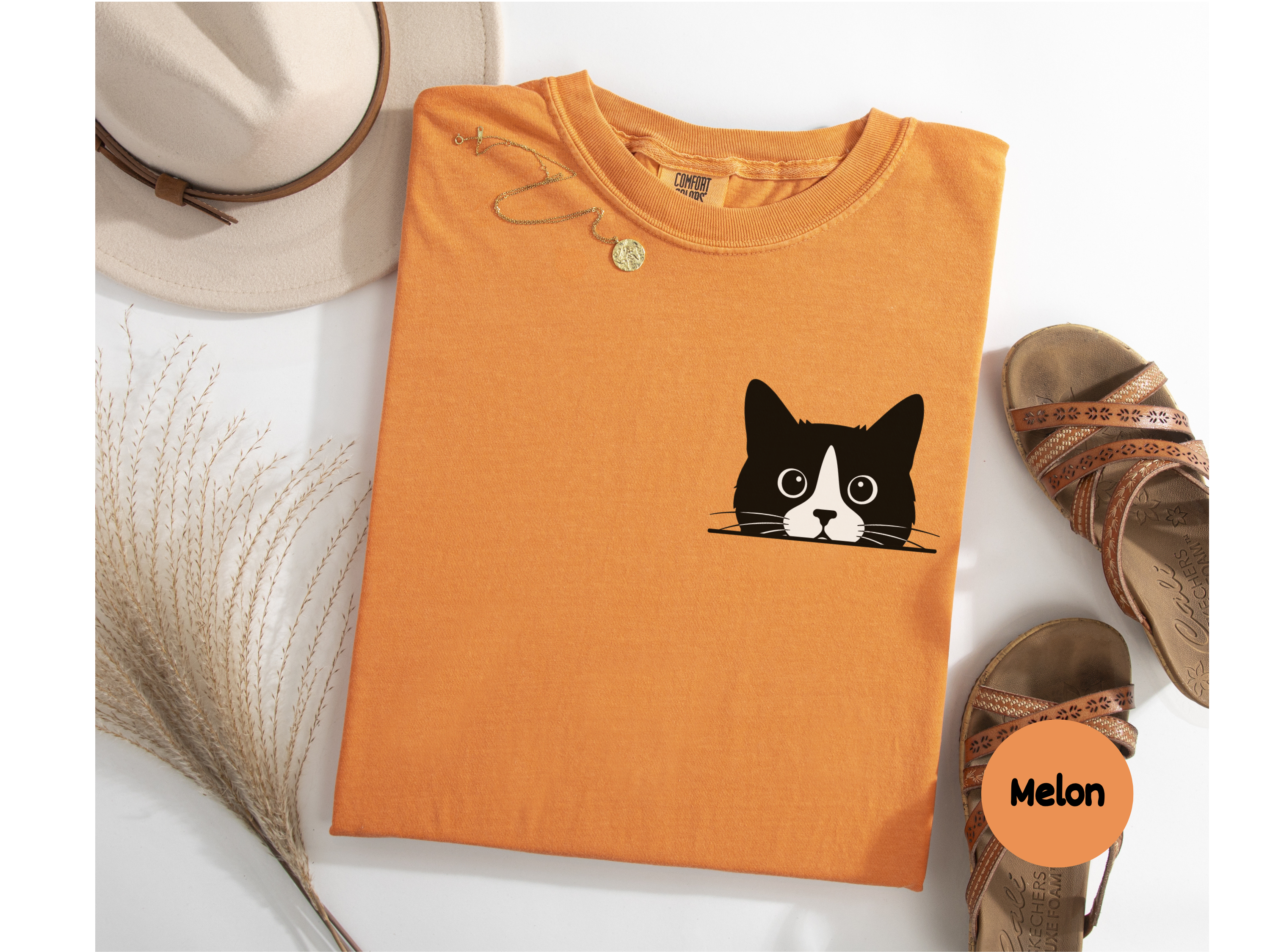 Pocket Tuxedo Cat Graphic Tee for Cat Lovers Cute Cat Pocket Print Shirt Gift for Tuxedo Cat Fans Funny Cat Lover TShirt