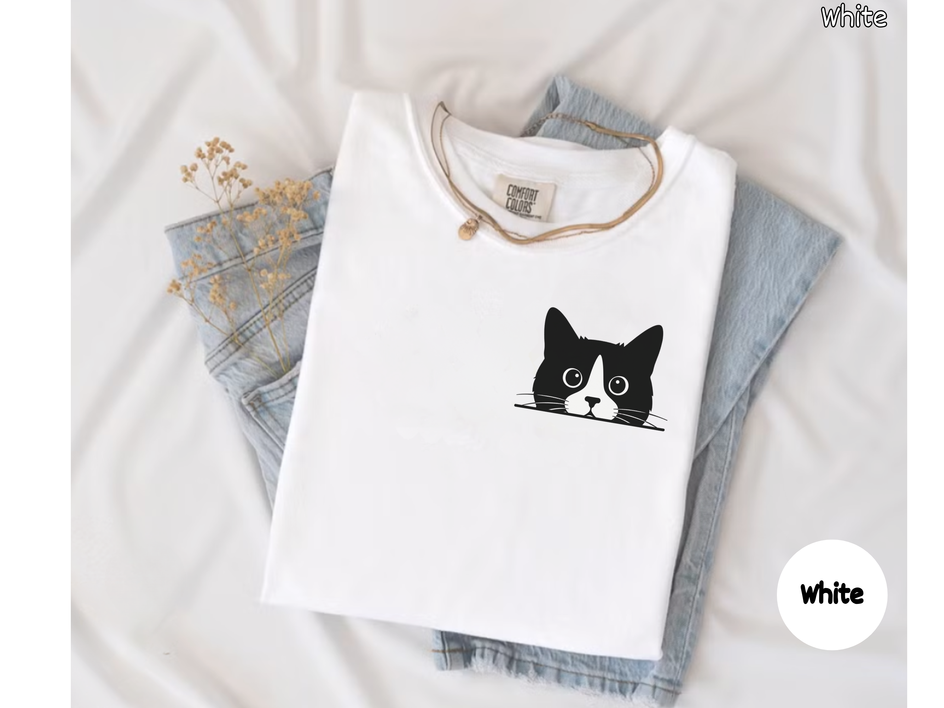 Pocket Tuxedo Cat Graphic Tee for Cat Lovers Cute Cat Pocket Print Shirt Gift for Tuxedo Cat Fans Funny Cat Lover TShirt