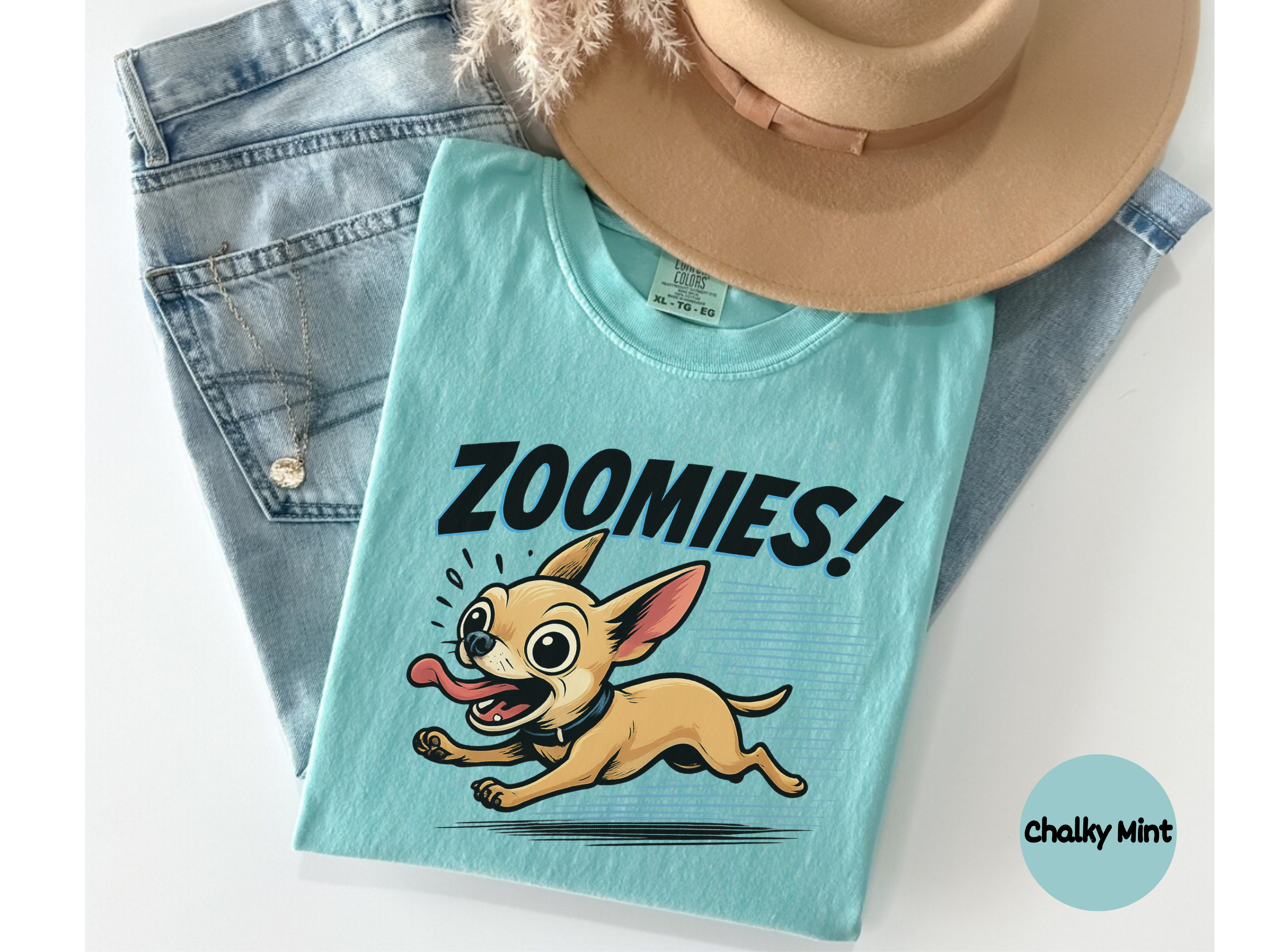 Colorful Chihuahua tshirt showing a happy small dog design perfect for dog lovers pet parents and daily wear.