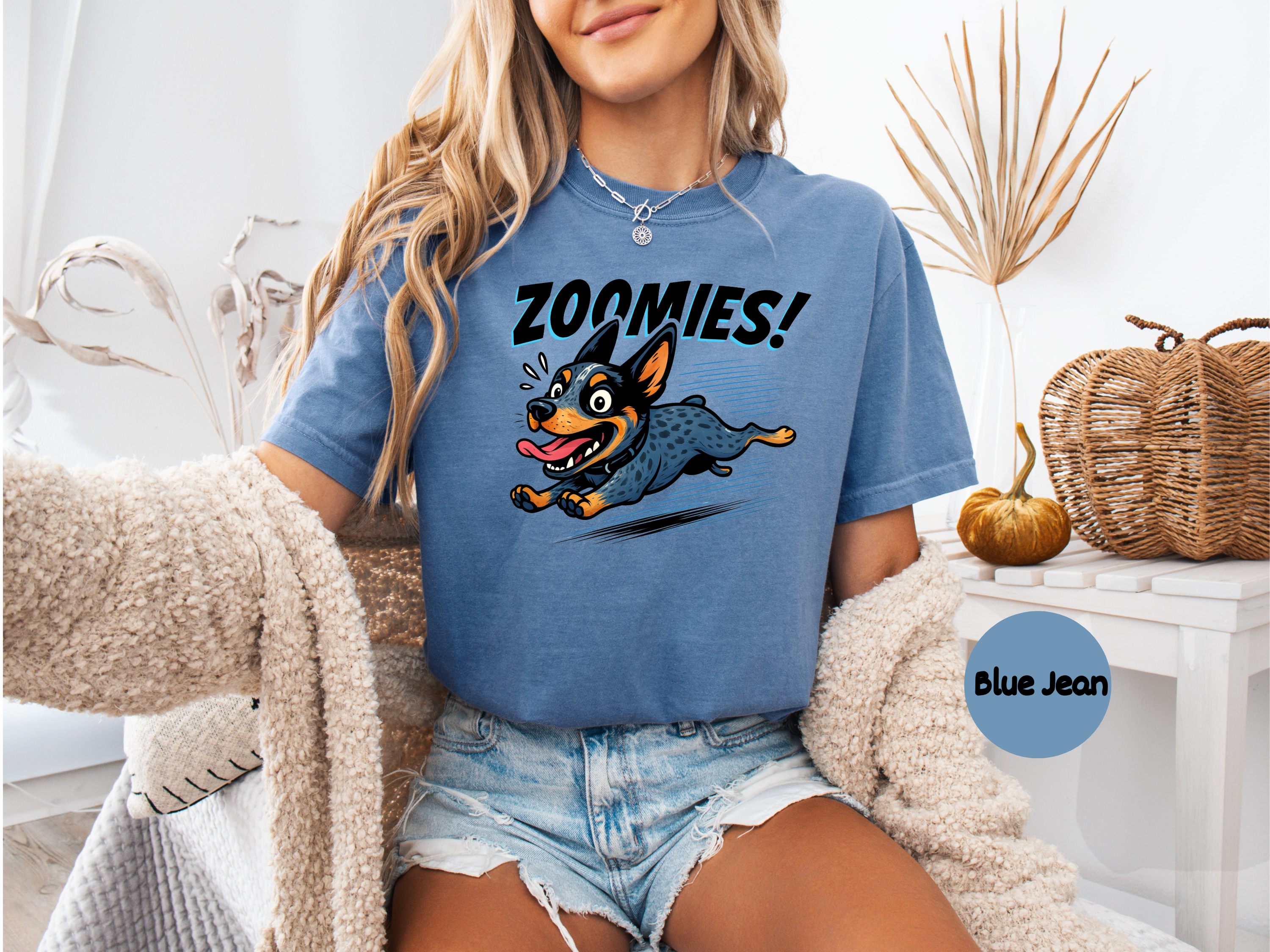 Cute Australian Shepherd shirt with zoomies pup illustration perfect for dog lovers and Retriever fans.