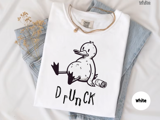 White t-shirt with a duck graphic and 'Dr. Dunck' text on a light background