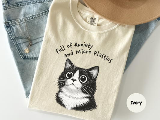 Anxiety Cat T Shirt Funny Black White Tuxedo Cat